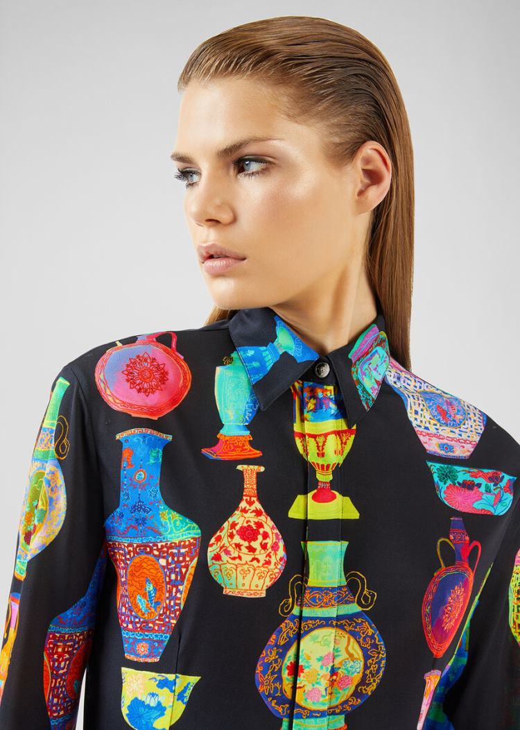 Versace Μπλούζες Seven Vessels Print Shirt πουκαμισα γυναικεια Πολύχρωμο | BV6SJWT