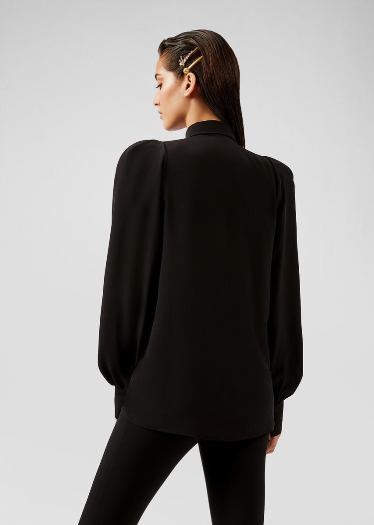 Versace Μπλούζες Silk Crêpe De Chine Shirt πουκαμισα γυναικεια μαυρα | 915PXGU