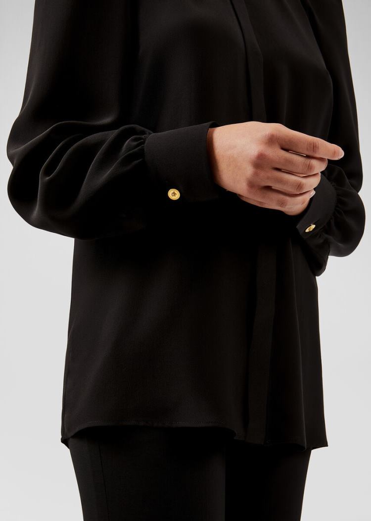Versace Μπλούζες Silk Crêpe De Chine Shirt πουκαμισα γυναικεια μαυρα | 915PXGU
