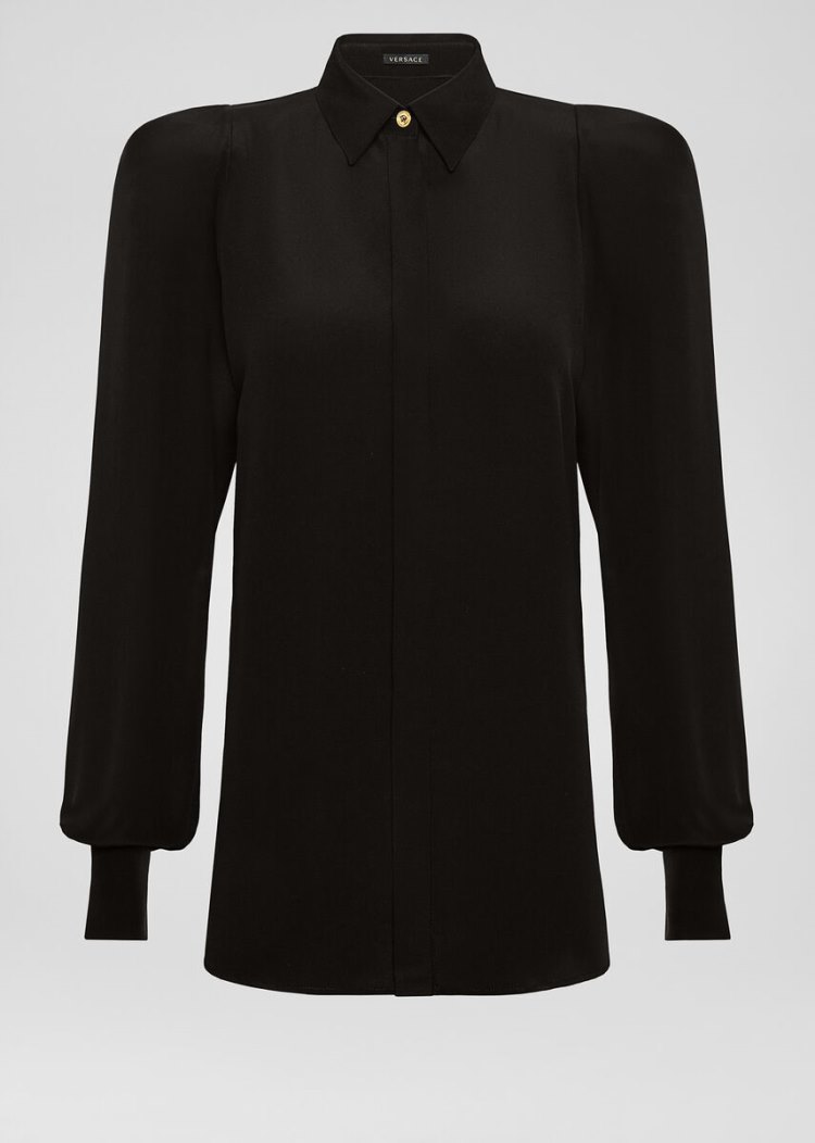 Versace Μπλούζες Silk Crêpe De Chine Shirt πουκαμισα γυναικεια μαυρα | 915PXGU