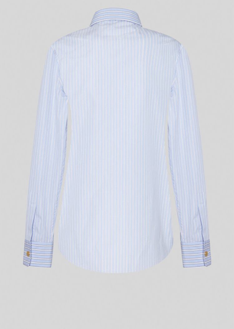 Versace Μπλούζες Striped βαμβακερα Shirt πουκαμισα γυναικεια μπλε | KN92BPN