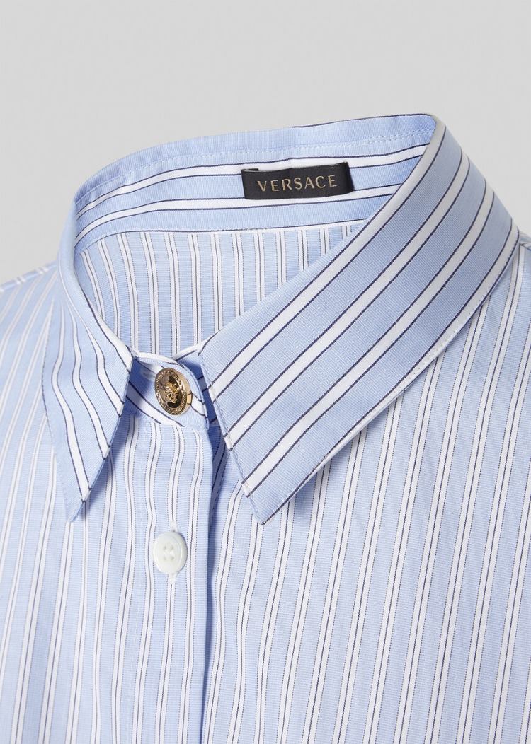Versace Μπλούζες Striped βαμβακερα Shirt πουκαμισα γυναικεια μπλε | KN92BPN
