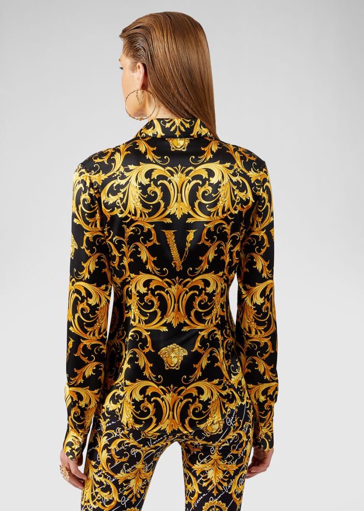 Versace Μπλούζες V Barocco Print Silk Shirt πουκαμισα γυναικεια Πολύχρωμο | GG7TKSF
