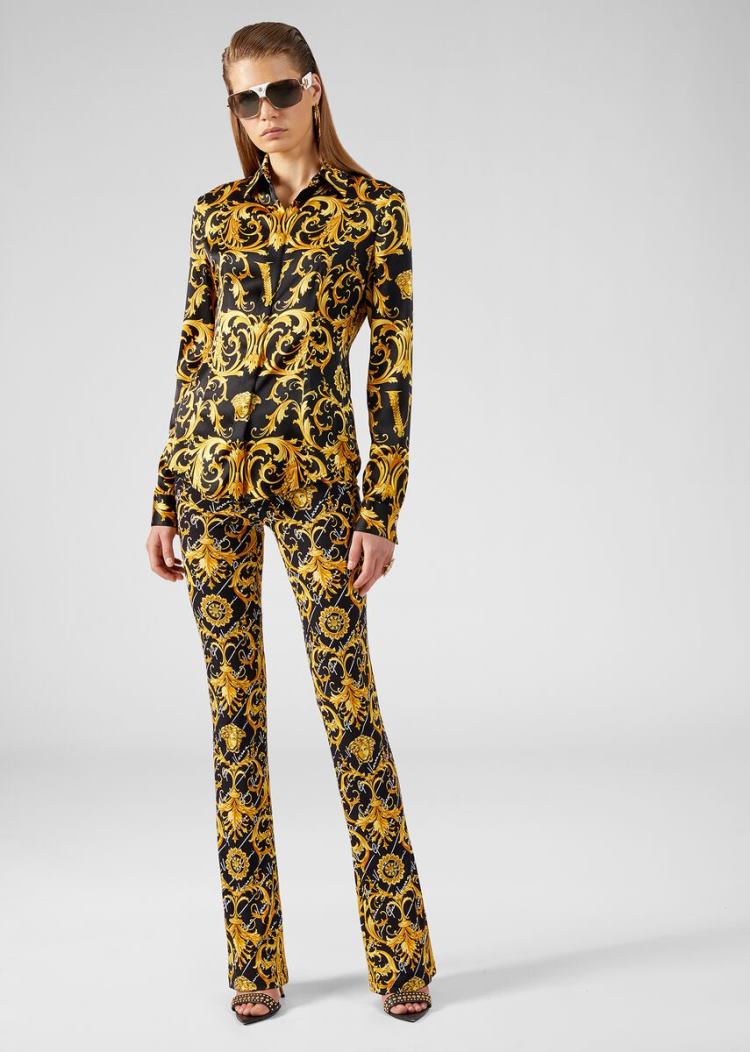 Versace Μπλούζες V Barocco Print Silk Shirt πουκαμισα γυναικεια Πολύχρωμο | GG7TKSF