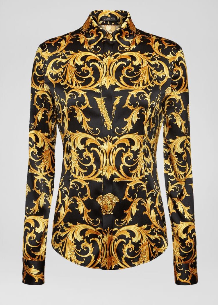 Versace Μπλούζες V Barocco Print Silk Shirt πουκαμισα γυναικεια Πολύχρωμο | GG7TKSF