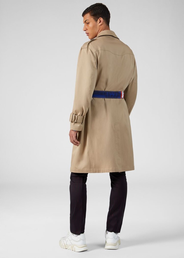 Versace βαμβακερα Gabardine Trench Coat μπουφαν ανδρικα Χακί | AJ41J75