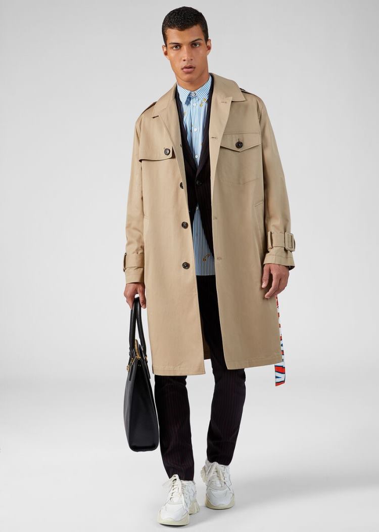 Versace βαμβακερα Gabardine Trench Coat μπουφαν ανδρικα Χακί | AJ41J75