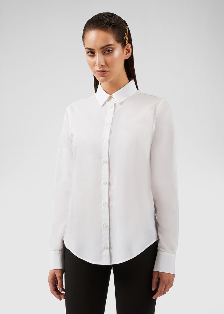 Versace βαμβακερα Muslin Shirt πουκαμισα γυναικεια ασπρα | O2ERWZV