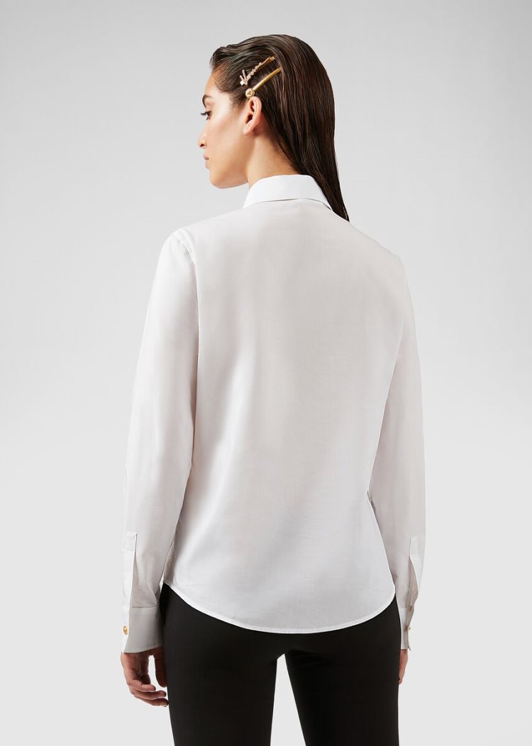 Versace βαμβακερα Muslin Shirt πουκαμισα γυναικεια ασπρα | O2ERWZV