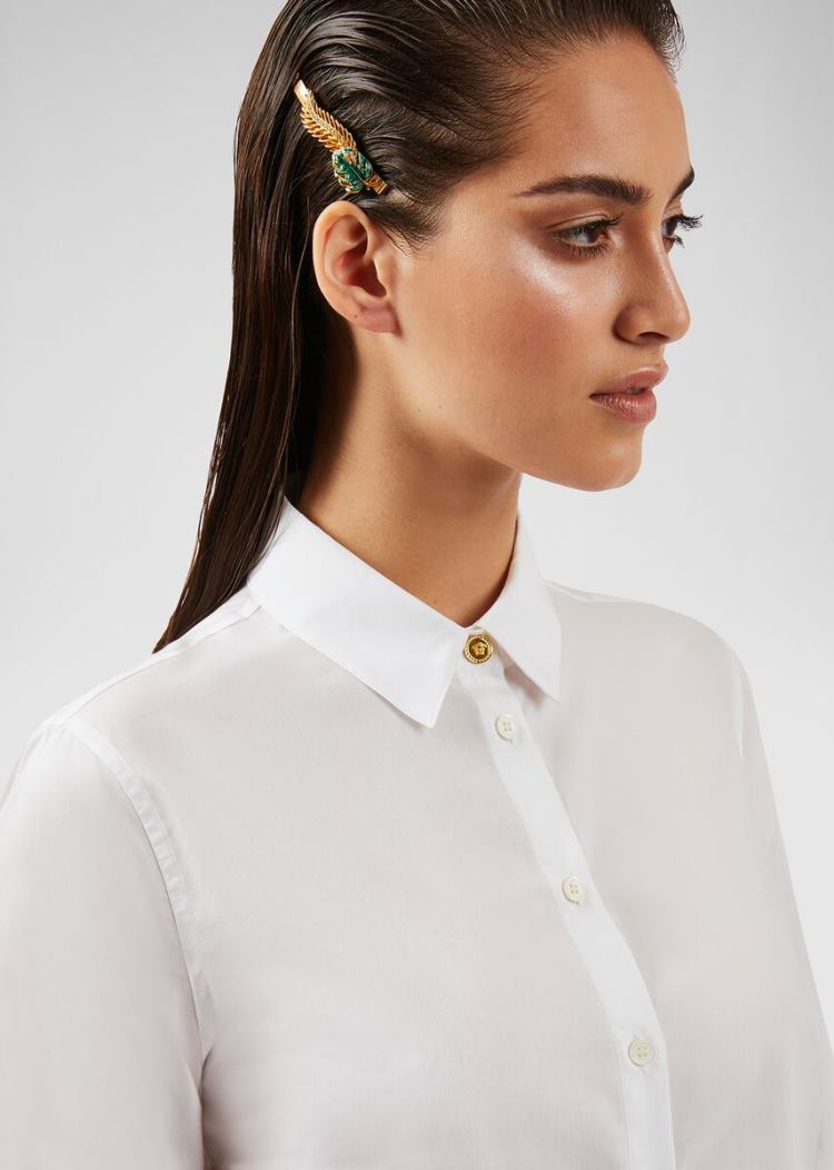 Versace βαμβακερα Muslin Shirt πουκαμισα γυναικεια ασπρα | O2ERWZV