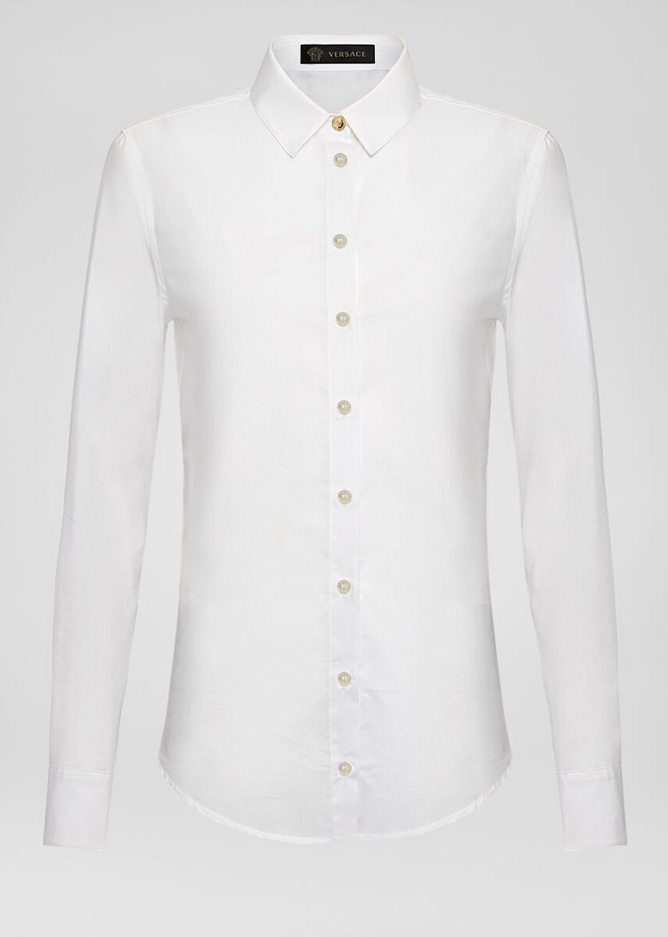 Versace βαμβακερα Muslin Shirt πουκαμισα γυναικεια ασπρα | O2ERWZV