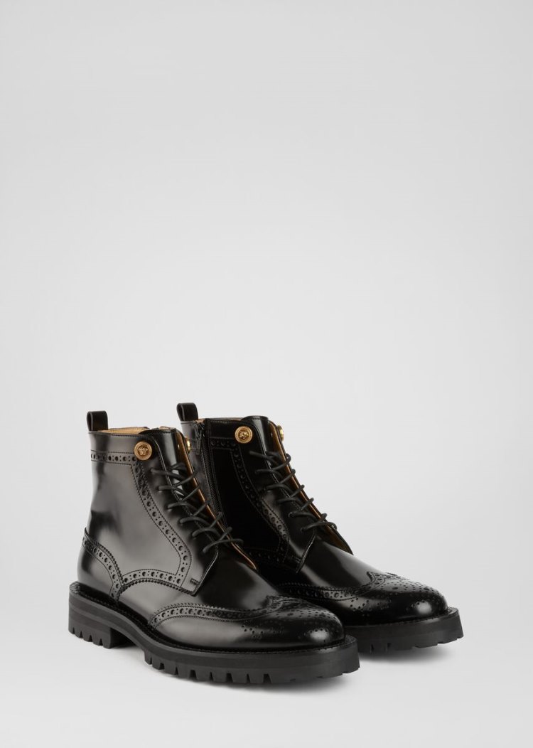 Versace δαντελα Up δερματινα Brogue Boots μποτεσ ανδρικα μαυρα | B7VZWTQ