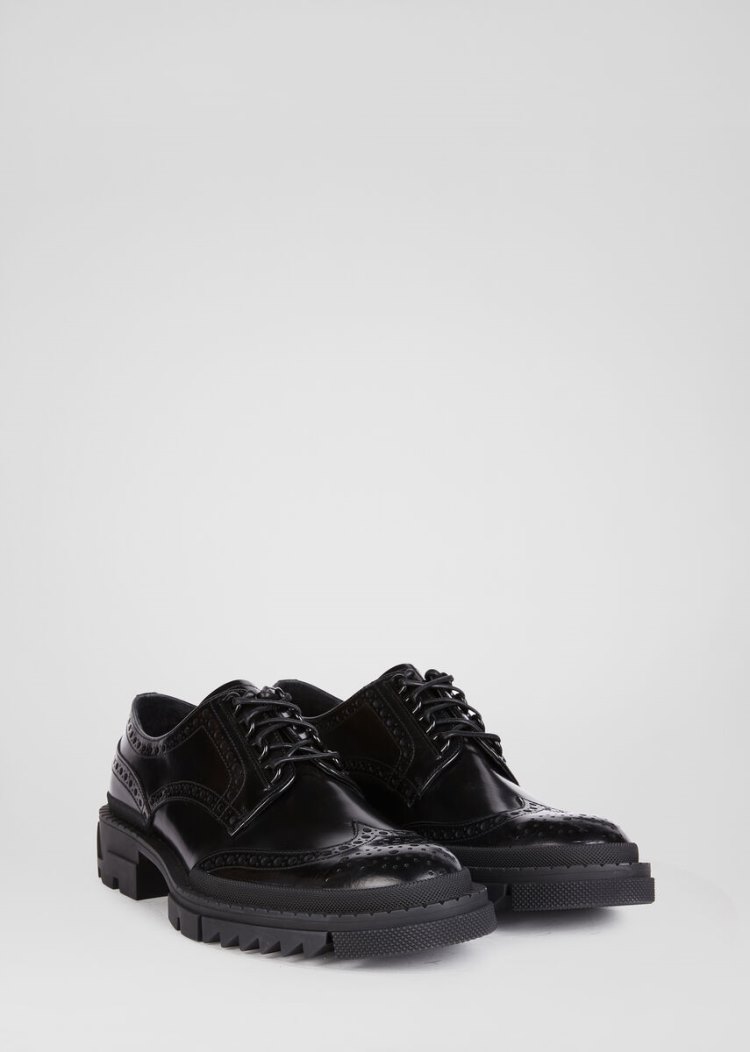 Versace δαντελα-Up δερματινα Brogues παπουτσια σκαρπινια ανδρικα μαυρα | EZRAAH5