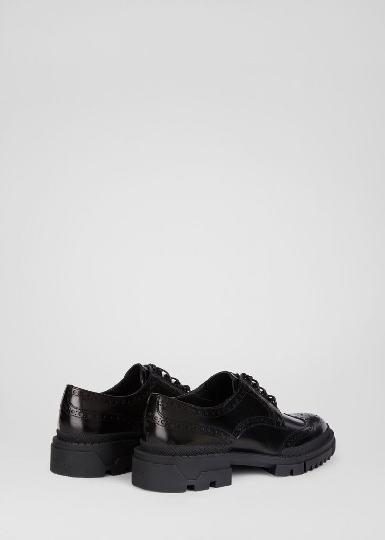Versace δαντελα-Up δερματινα Brogues παπουτσια σκαρπινια ανδρικα μαυρα | EZRAAH5