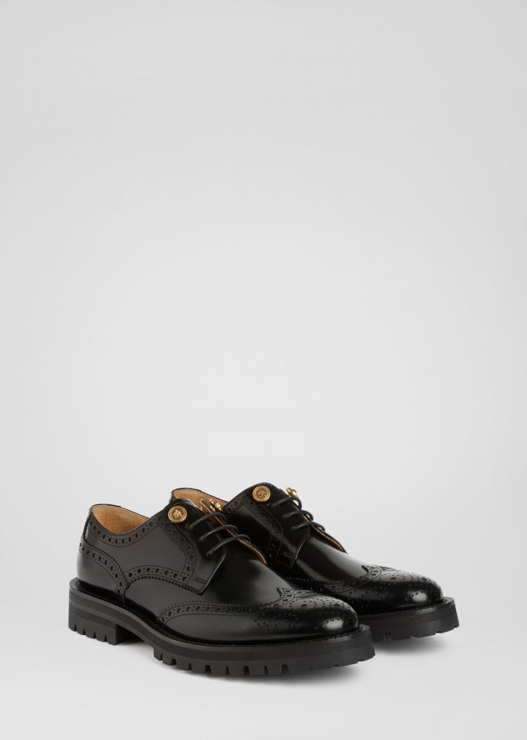 Versace δερματινα Brogues παπουτσια σκαρπινια ανδρικα μαυρα | MHFC011