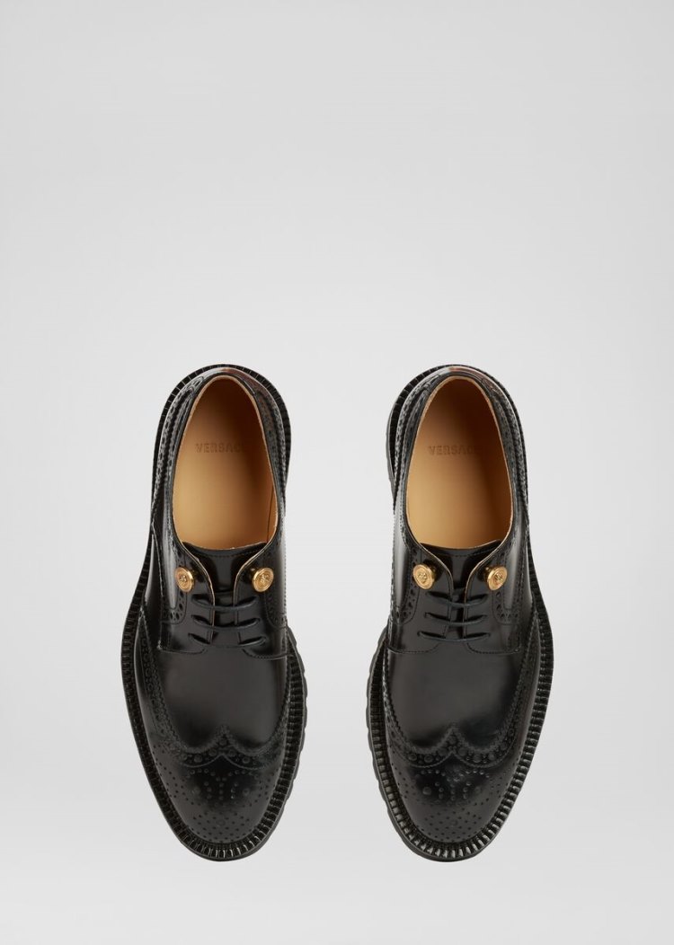 Versace δερματινα Brogues παπουτσια σκαρπινια ανδρικα μαυρα | MHFC011