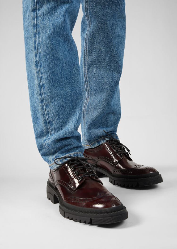 Versace δερματινα Brogues παπουτσια σκαρπινια ανδρικα καφε | MVRDOXD