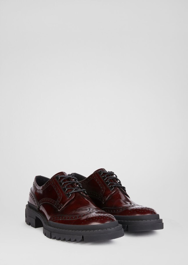 Versace δερματινα Brogues παπουτσια σκαρπινια ανδρικα καφε | MVRDOXD