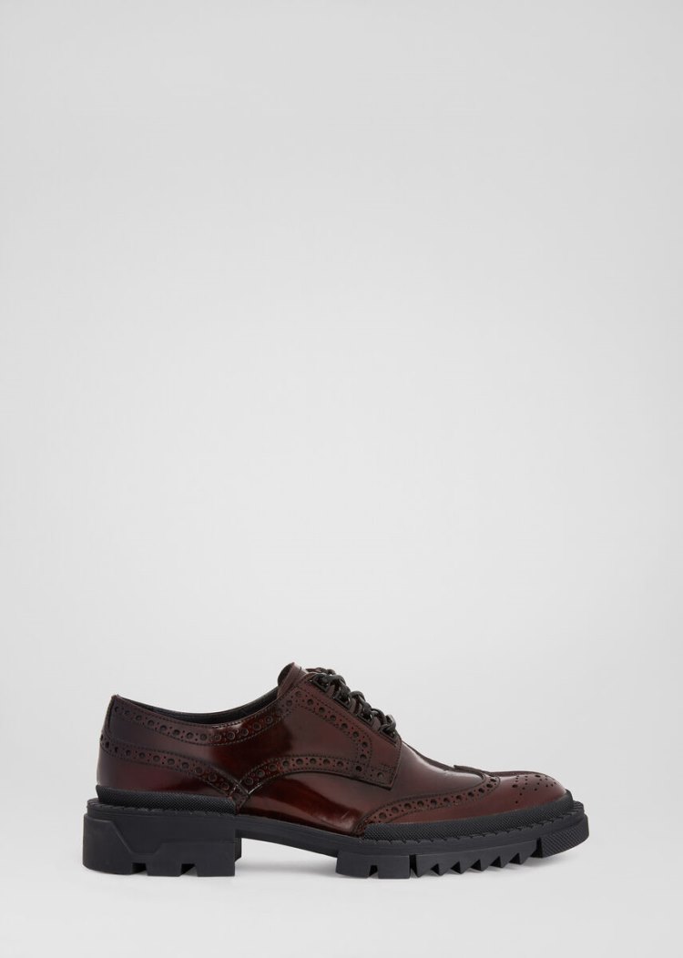 Versace δερματινα Brogues παπουτσια σκαρπινια ανδρικα καφε | MVRDOXD