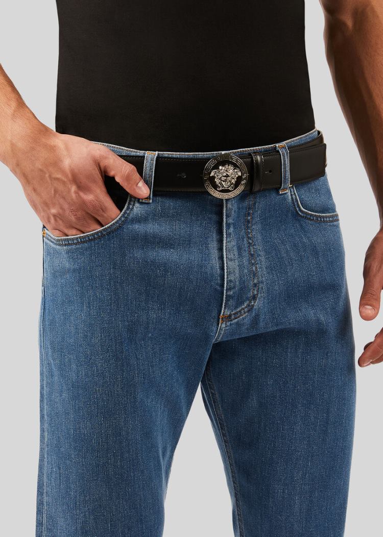 Versace κλασικα Medusa δερματινα Belt ζωνη ανδρικα μαυρα | CK8RDIS