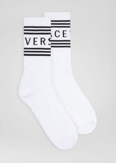 Versace 1990s' vintage logo socks καλτσεσ ανδρικα ασπρα | 4V0LJOH