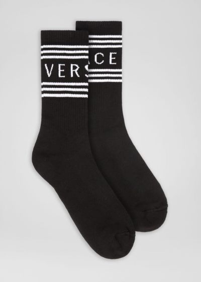 Versace 1990s' vintage logo socks καλτσεσ ανδρικα μαυρα | QA7MHTG