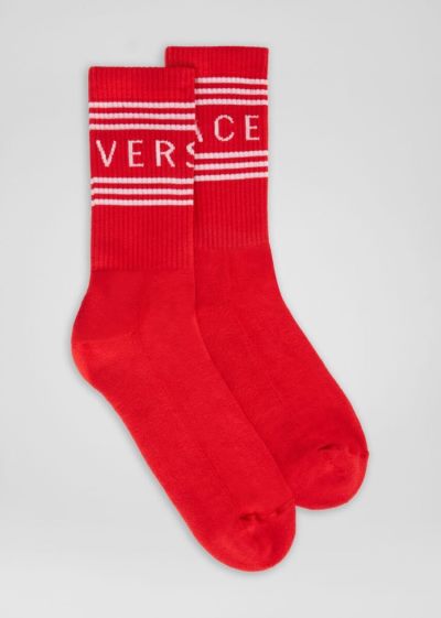 Versace 1990s' vintage logo socks καλτσεσ ανδρικα κοκκινα | RBUV5OD