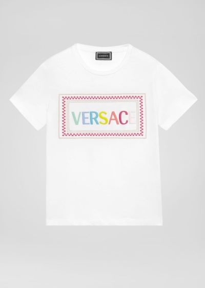 Versace 90s Vintage Logo T Shirt μπλουζακια παιδικα ασπρα | P94S26J
