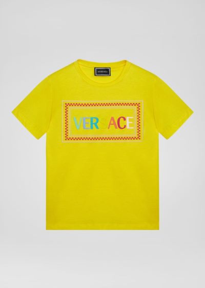 Versace 90s Vintage Logo T Shirt μπλουζακια παιδικα κίτρινα | RO3WG2Q