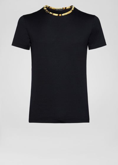 Versace Barocco Motif Gym T Shirt μπλουζακια ανδρικα μαυρα | G9SDX90