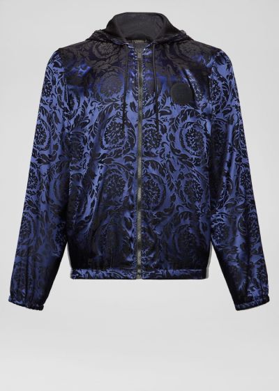 Versace Barocco Print Gym Jacket μπουφαν ανδρικα μπλε | LBM8ZMP