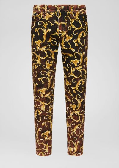 Versace Barocco Print Jeans τζιν παντελονι ανδρικα Πολύχρωμο | QPK3J56