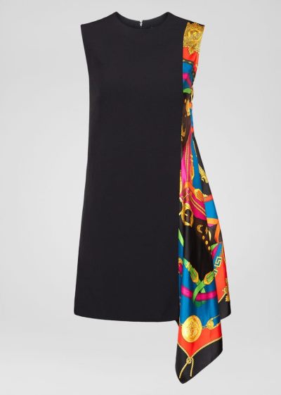 Versace Barocco Rodeo Print Accent Assymetric φορεμα φορεμα γυναικεια μαυρα | PE7U381