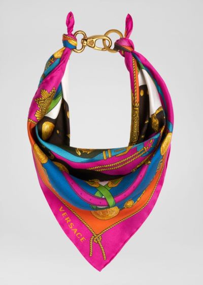 Versace Barocco Rodeo Print Silk Bandana Necklace κασκολ γυναικεια Πολύχρωμο | OZCJPKI