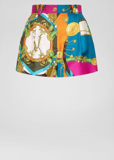 Versace Barocco Rodeo Print Silk Shorts σορτσ γυναικεια φουξια ροζ | 8S3N7AX