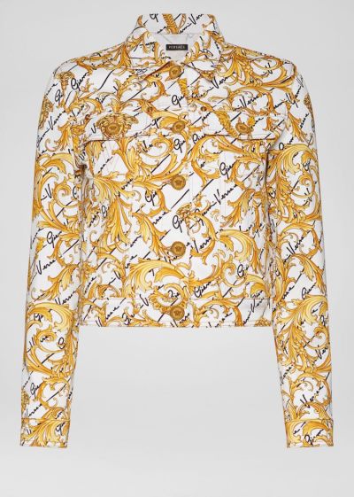 Versace Barocco Signature Print Denim Jacket μπουφαν γυναικεια Πολύχρωμο | 2WDFRHM