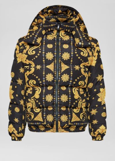 Versace Barocco Western Print Puffer Jacket μπουφαν ανδρικα Πολύχρωμο | 0S7ZWW5