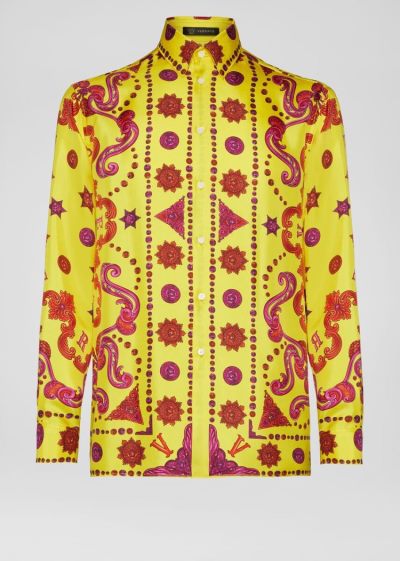Versace Barocco Western Print Silk Twill Shirt πουκαμισα ανδρικα Πολύχρωμο | UTOQOB3