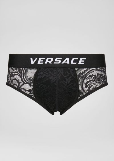 Versace Barocco δαντελα Briefs εσωρουχα ανδρικα μαυρα | LW0B8BK