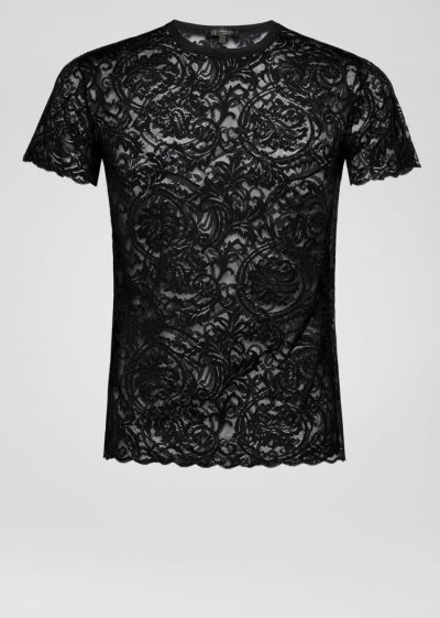 Versace Barocco δαντελα T Shirt μπλουζακια ανδρικα μαυρα | YQQBX9T
