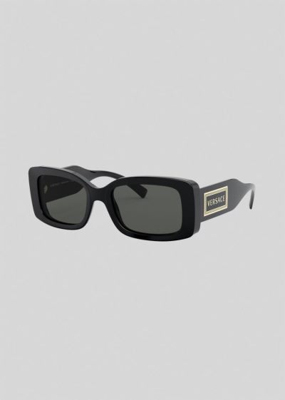 Versace Black 90s Vintage Logo γυαλια ηλιου γυναικεια μαυρα | J4BRTF8