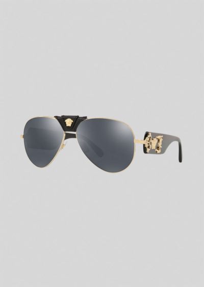 Versace Black Baroque Pilot γυαλια ηλιου ανδρικα γκρι | COGNXBR