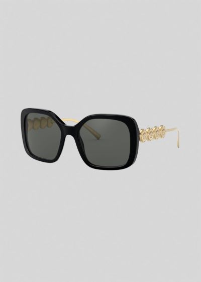 Versace Black Signature Medusa Square γυαλια ηλιου γυναικεια μαυρα χρυσο χρωμα | WRHLN44