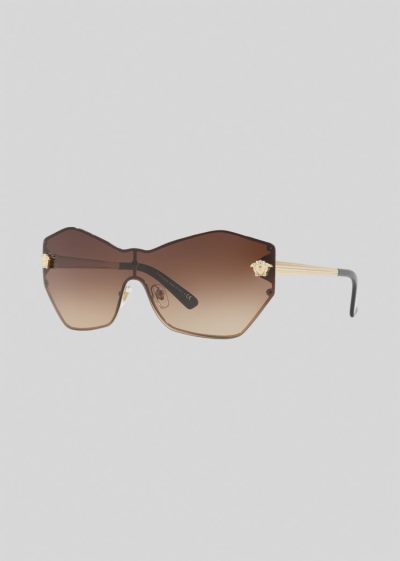 Versace Brown Glam Medusa Shield γυαλια ηλιου γυναικεια καφε | VDY58P4