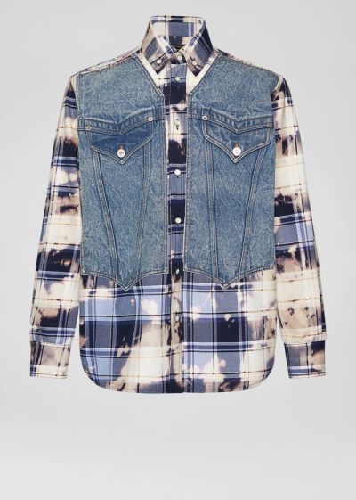 Versace Denim Accent Tartan Shirt πουκαμισα ανδρικα Πολύχρωμο | 9RI651T