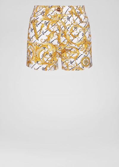 Versace Denim Barocco Signature Print Denim Shorts σορτσ γυναικεια Πολύχρωμο | 6PEE6G8