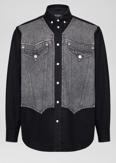 Versace Denim Shirt πουκαμισα ανδρικα μαυρα | 1Q2GZF1