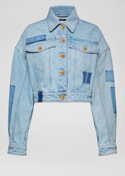 Versace Denim Signature Denim Jacket μπουφαν γυναικεια μπλε | AJOIFHN