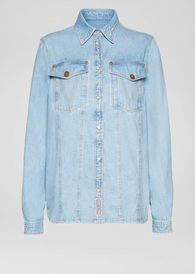 Versace Denim Signature Denim Shirt πουκαμισα γυναικεια ανοιχτο μπλε | IA580C5