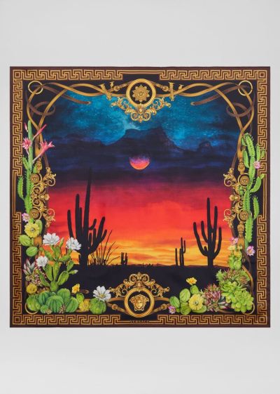 Versace Desert Nights Print Silk Foulard γυναικεια Πολύχρωμο | PVU3ADU